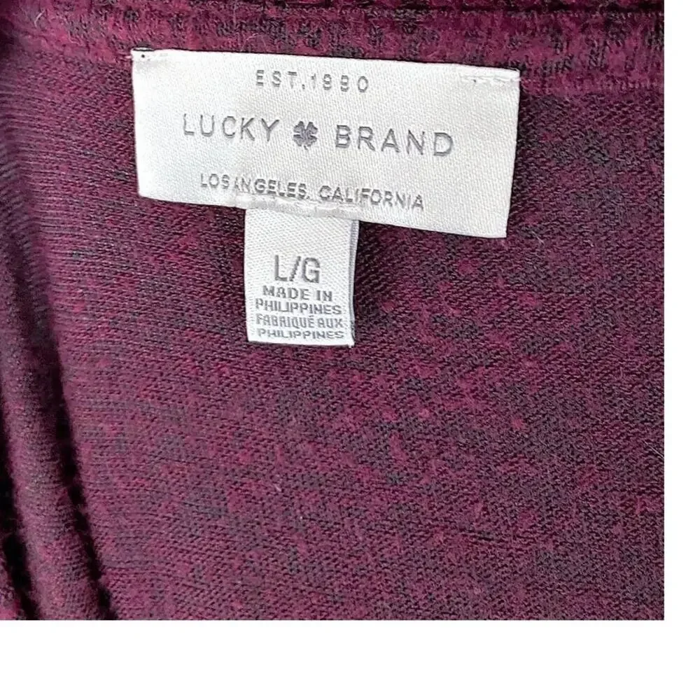 LUCKY BRAND Thin Burgundy Summer V-Neck Sweater ~ Men's Shirt Size LARGE